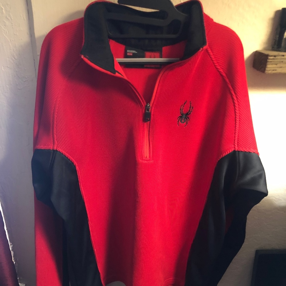 Mens Spyder Ski Sweater Heavy Weight Black and Red XXL